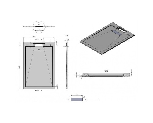 Душевой поддон из искусственного камня Esbano Luxe ESP-LX128B 120x80 ESPLX 128B Черный матовый