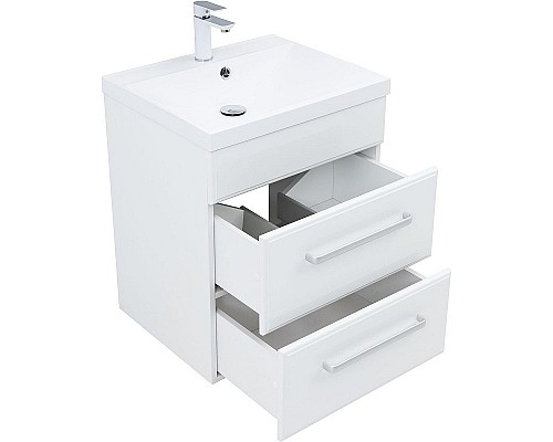 Тумба под раковину Aquanet Лукка 58 302396 подвесная Белая глянцевая