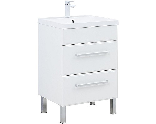 Тумба под раковину Aquanet Лукка 58 302396 подвесная Белая глянцевая