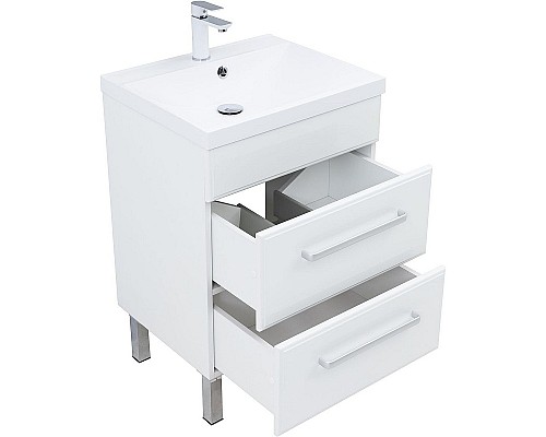 Тумба под раковину Aquanet Лукка 58 302396 подвесная Белая глянцевая