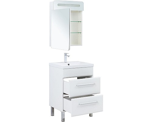 Тумба под раковину Aquanet Лукка 58 302396 подвесная Белая глянцевая