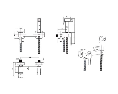 Гигиенический душ со смесителем CeramaLux DBS/008 Оружейная сталь