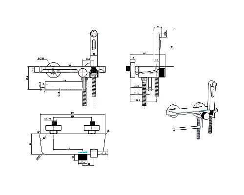 Гигиенический душ со смесителем CeramaLux LT9505 Хром Черный матовый