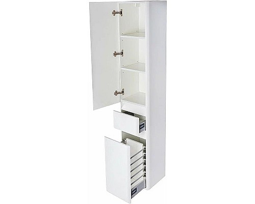 Шкаф пенал Style Line Атлантика 35 L Люкс Plus СС-00002257 с бельевой корзиной Белый матовый антискрейтч