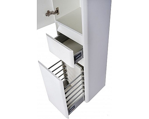 Шкаф пенал Style Line Атлантика 35 L Люкс Plus СС-00002257 с бельевой корзиной Белый матовый антискрейтч