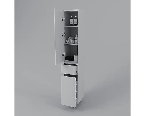 Шкаф пенал Style Line Атлантика 35 L Люкс Plus СС-00002257 с бельевой корзиной Белый матовый антискрейтч