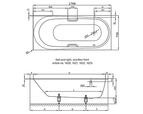Стальная ванна Bette Comodo 170x75 1640-000 PLUS с шумоизоляцией и антигрязевым покрытием