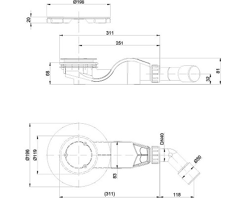 Сифон для душевого поддона Bette Air 50 B525-000 Белый