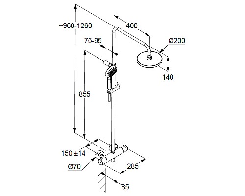 Душевая система Kludi Dive Dual Shower System 6807905-00 с термостатом Хром