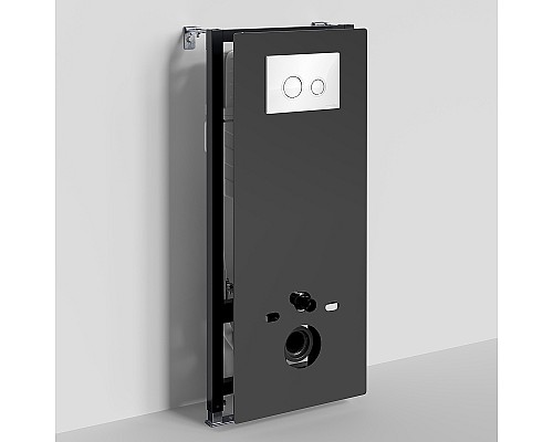 Инсталляция WasserKRAFT Abens 20TLT.010.ME.BL.WH01 для унитаза Черное стекло с Белой клавишей смыва