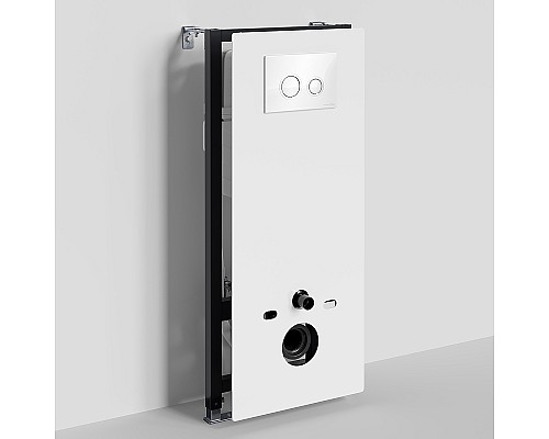 Инсталляция WasserKRAFT Abens 20TLT.010.ME.WH.WH01 для унитаза Белое стекло с Белой клавишей смыва