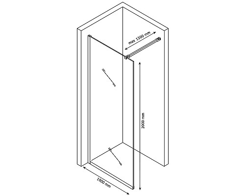 Душевая перегородка Berges Sky Black 100х200 064014 профиль Черный матовый стекло тонированное