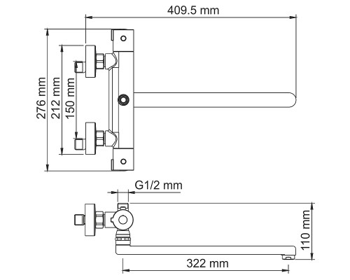 Смеситель для ванны WasserKRAFT Berkel 4822L универсальный с термостатом Хром