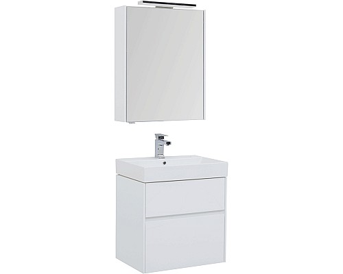 Комплект мебели для ванной Aquanet Бруклин 60 207803 подвесной Белый глянец
