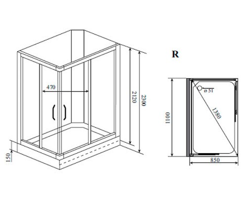 Душевая кабина Timo Lux 110x85 TL-1504R с гидромассажем