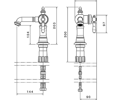 Смеситель для раковины Shouder Bizans 0230206 Золото