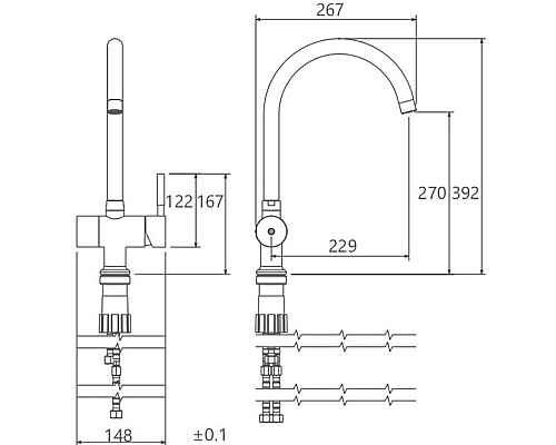 Смеситель для кухни Shouder Alster 0330505 Хром матовый