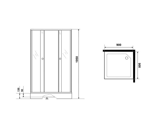 Душевой уголок Niagara Eco 90х90 NG-009-14QT профиль Черный стекло тонированное