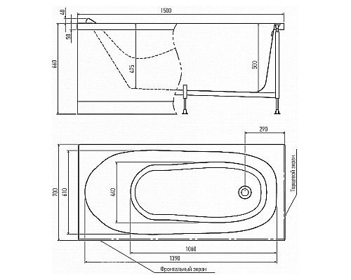 Акриловая ванна Alex Baitler Nemi 150х70 без гидромассажа