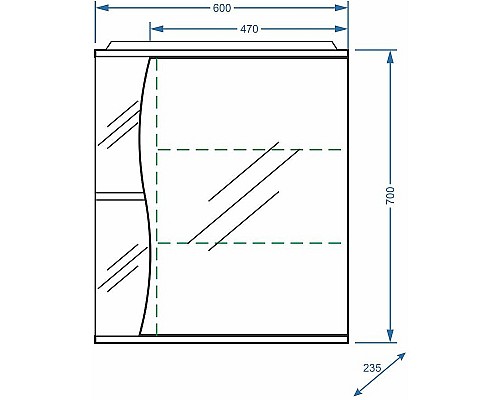 Зеркальный шкаф Stella Polar Волна Верея 60 SP-00000048 с подсветкой Белый