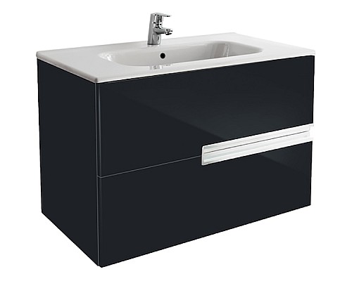 Тумба под раковину Roca Victoria Nord Black Edition 80 подвесная 2 ящика ZRU9000097 Черная