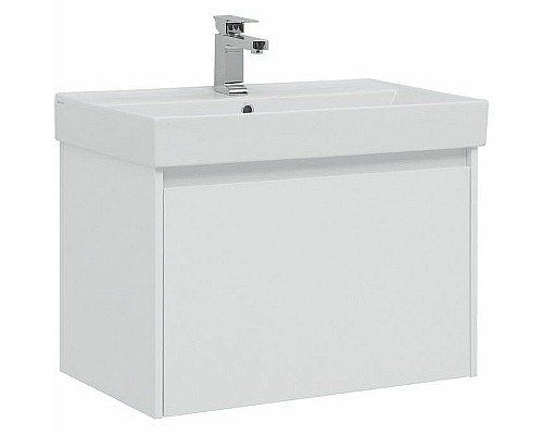 Тумба с раковиной Aquanet Nova Lite 75 245243 подвесная Белая глянцевая