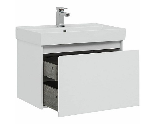 Тумба с раковиной Aquanet Nova Lite 75 245243 подвесная Белая глянцевая