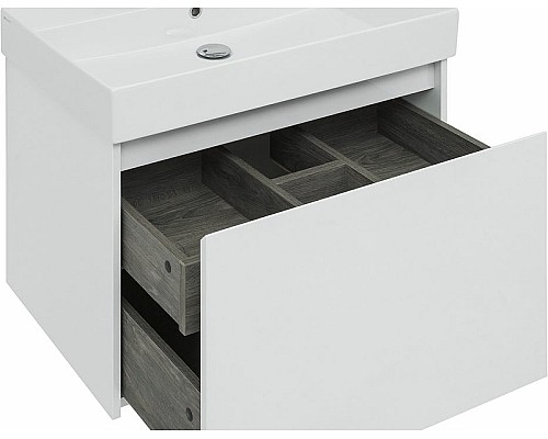 Тумба с раковиной Aquanet Nova Lite 75 245243 подвесная Белая глянцевая