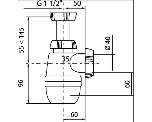 Сифон для кухонной мойки Wirquin Минор 30718023 без выпуска