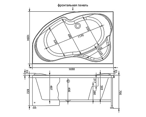 Акриловая ванна Aquanet Capri 170x110 R 205387 без гидромассажа Акриловая ванна Aquanet Capri 170x110 R 205387 без гидромассажа
