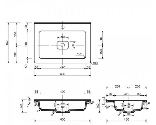 Раковина Эстет Каре Люкс 60 ФР-00006472 Белая