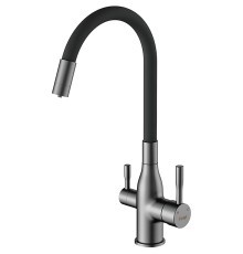 Смеситель для кухни Frap H96 Оружейная сталь
