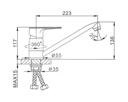 Смеситель для кухни Frap H702 F49702-B Хром