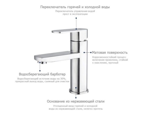 Смеситель для раковины Frap H805 F10805 Нержавеющая сталь