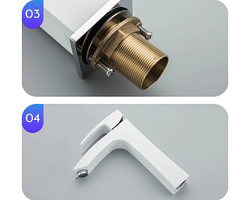 Смеситель для раковины Gappo G07 G1007-78 Белый Хром