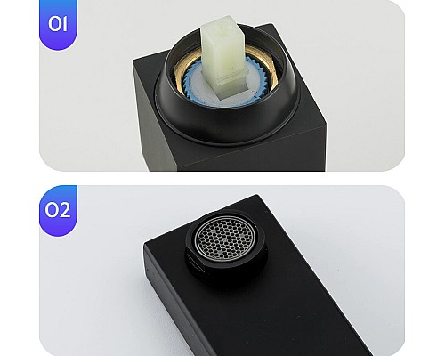 Смеситель для раковины Gappo G17-6 G1017-16 Черный матовый