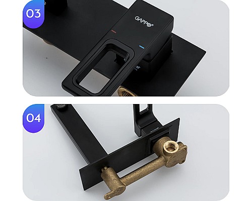 Смеситель для раковины Gappo G17-6 G1017-16 Черный матовый