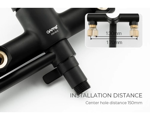 Смеситель для ванны Gappo G03-6 G2203-6 универсальный Черный матовый Хром