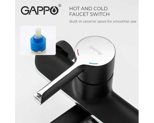 Смеситель для ванны Gappo G03-6 G2203-6 универсальный Черный матовый Хром