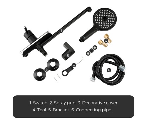 Смеситель для ванны Gappo G03-6 G2203-6 универсальный Черный матовый Хром