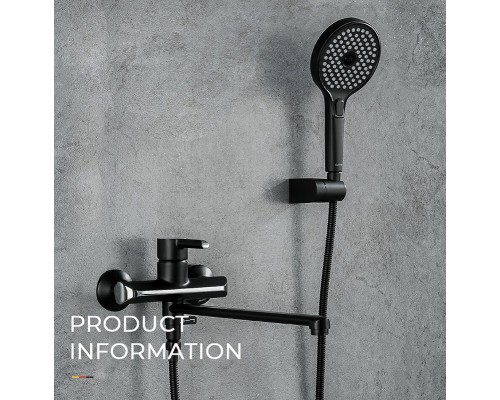 Смеситель для ванны Gappo G03-6 G2203-6 универсальный Черный матовый Хром