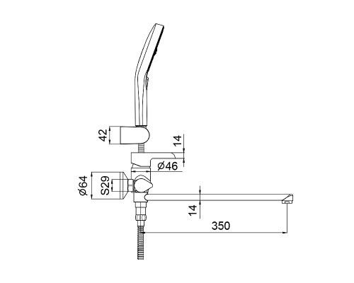 Смеситель для ванны Gappo G03-6 G2203-6 универсальный Черный матовый Хром
