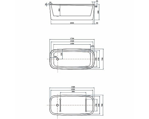 Акриловая ванна Allen Brau Infinity 3 170x78 2.21003.20 без гидромассажа
