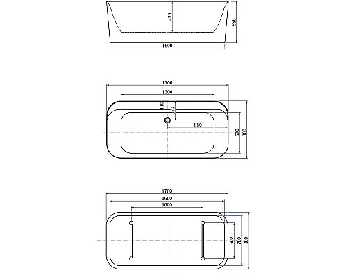 Акриловая ванна Allen Brau Infinity 1 170x80 2.21001.20 без гидромассажа