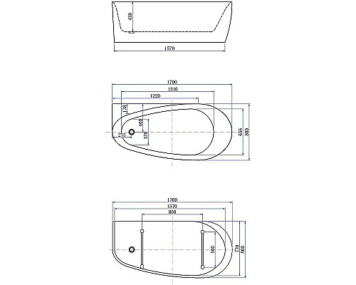 Акриловая ванна Allen Brau Priority 2 170x80 2.31002.20 без гидромассажа