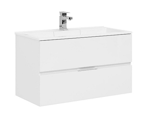 Тумба с раковиной Aquanet Алвита 90 238367 подвесная Белый глянец
