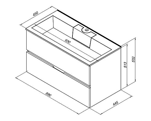 Тумба с раковиной Aquanet Алвита 90 238367 подвесная Белый глянец