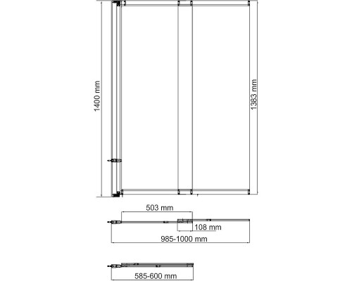 Шторка на ванну WasserKRAFT Main 100 L 41S02-100 LM профиль Хром стекло матовое