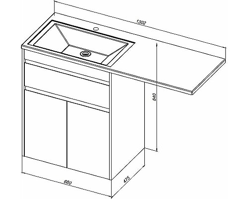 Тумба с раковиной Aquanet Токио 130 R 239216 Белая
