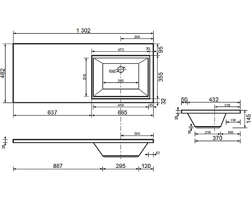 Тумба с раковиной Aquanet Токио 130 R 239216 Белая